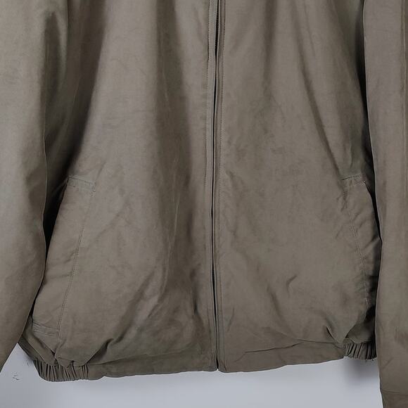 VTG Nautica Bomber Jacket Sz XL Beige Cotton Reversible Green Fleece Mens pocket - Picture 4 of 8